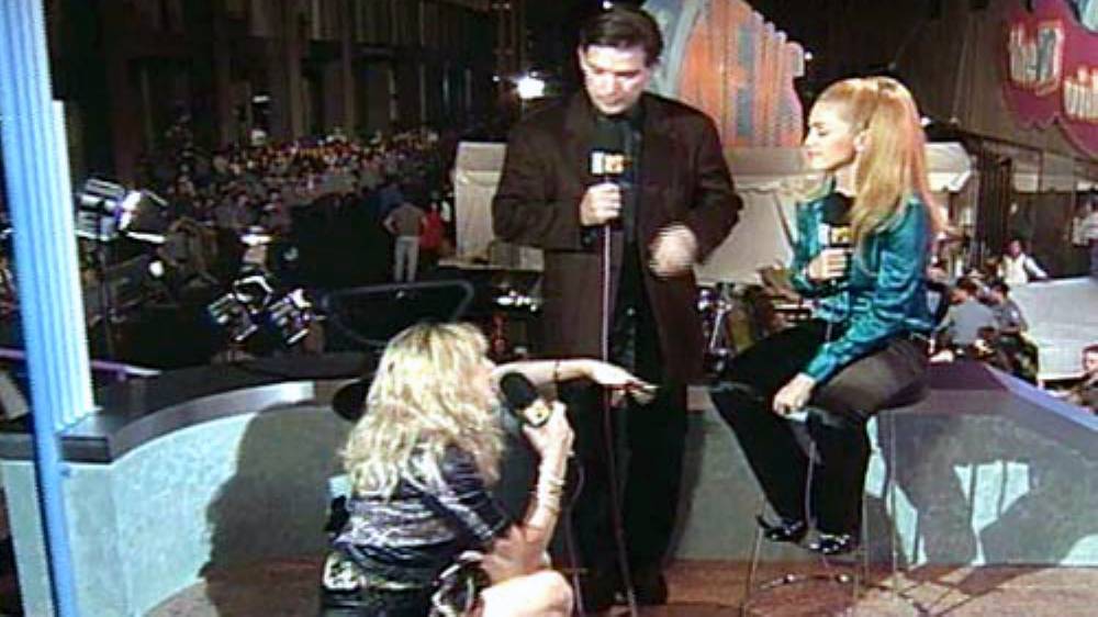Flyer for event Madonna & Courtney Love on MTV.