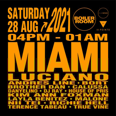 Flyer for event Miami: Saturday.