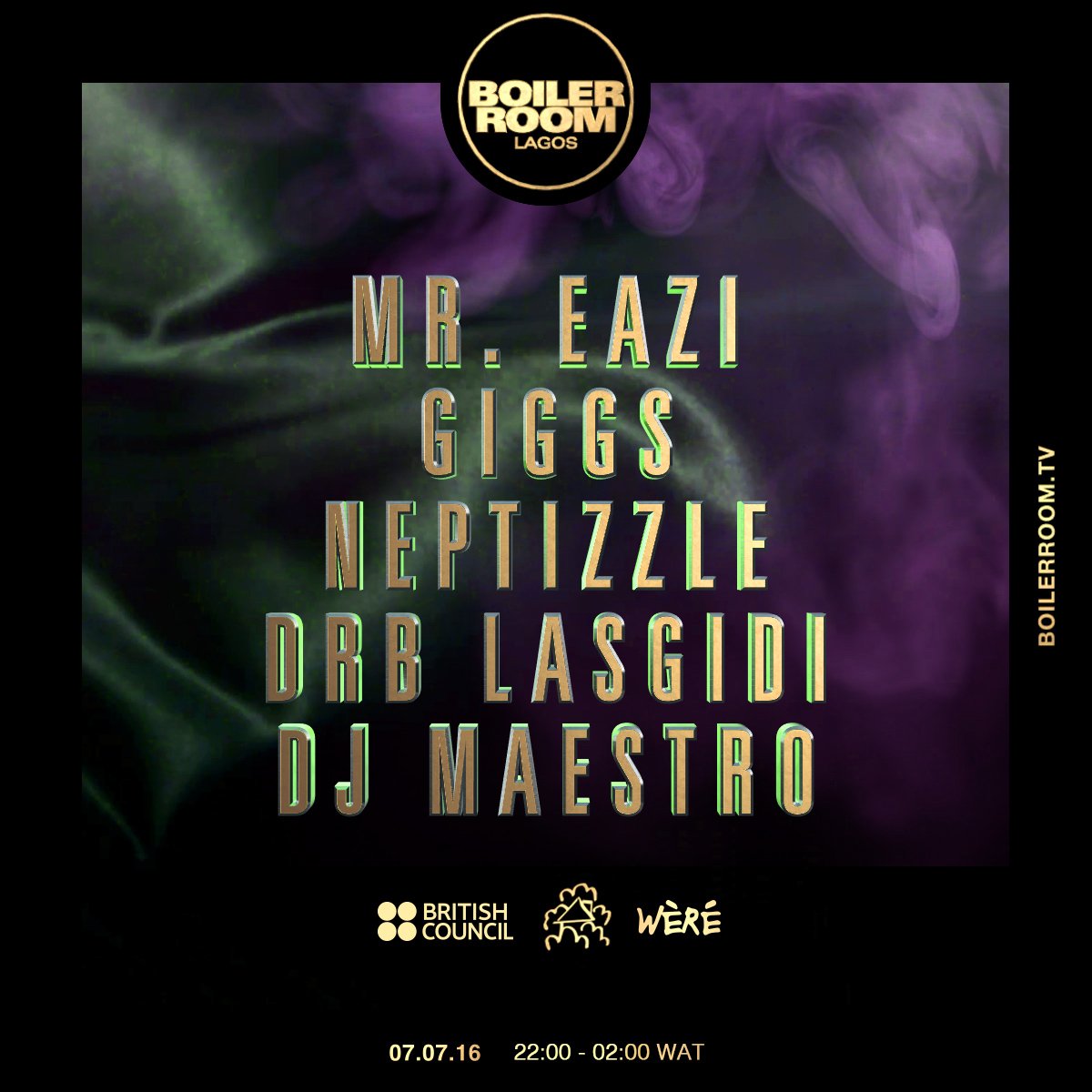 Boiler Room x British Council Lagos: Giggs, Mr. Eazi, Neptizzle, DRB Lasgidi, DJ Maestro flyer