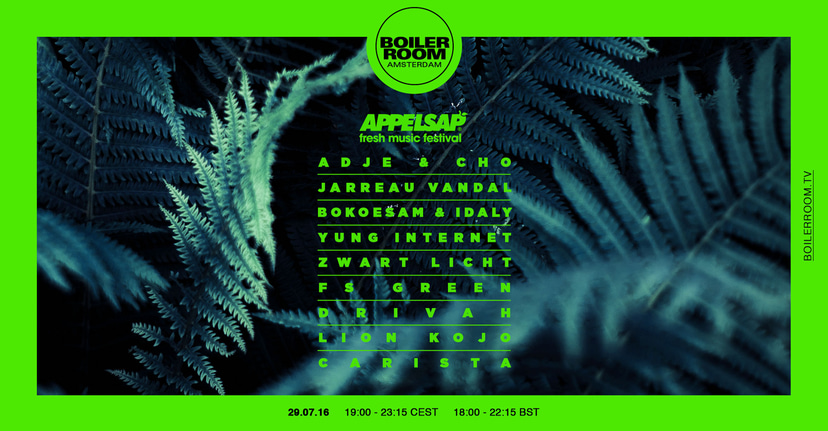 Flyer for event BOILER ROOM x Appelsap Festival.