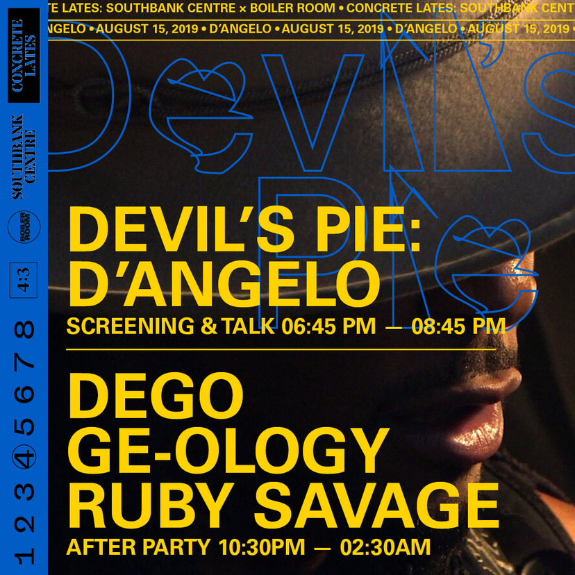 Flyer for event 4:3 x Southbank Centre: D'Angelo Screening + Afterparty.