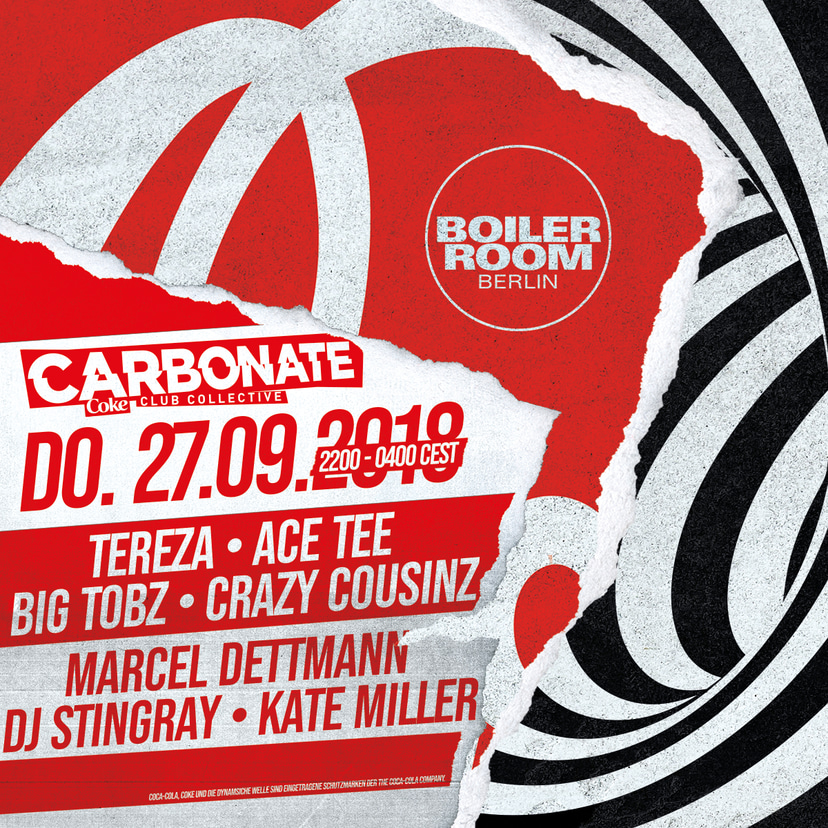 Flyer for event Boiler Room Berlin x Carbonate.