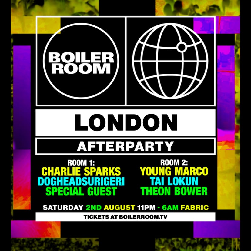Flyer for event London | Afters | Saturday.
