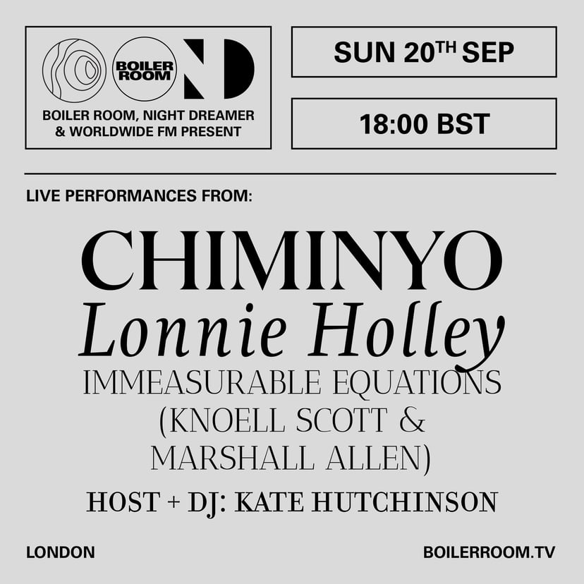 Flyer for event Boiler Room with Night Dreamer & Worldwide FM.